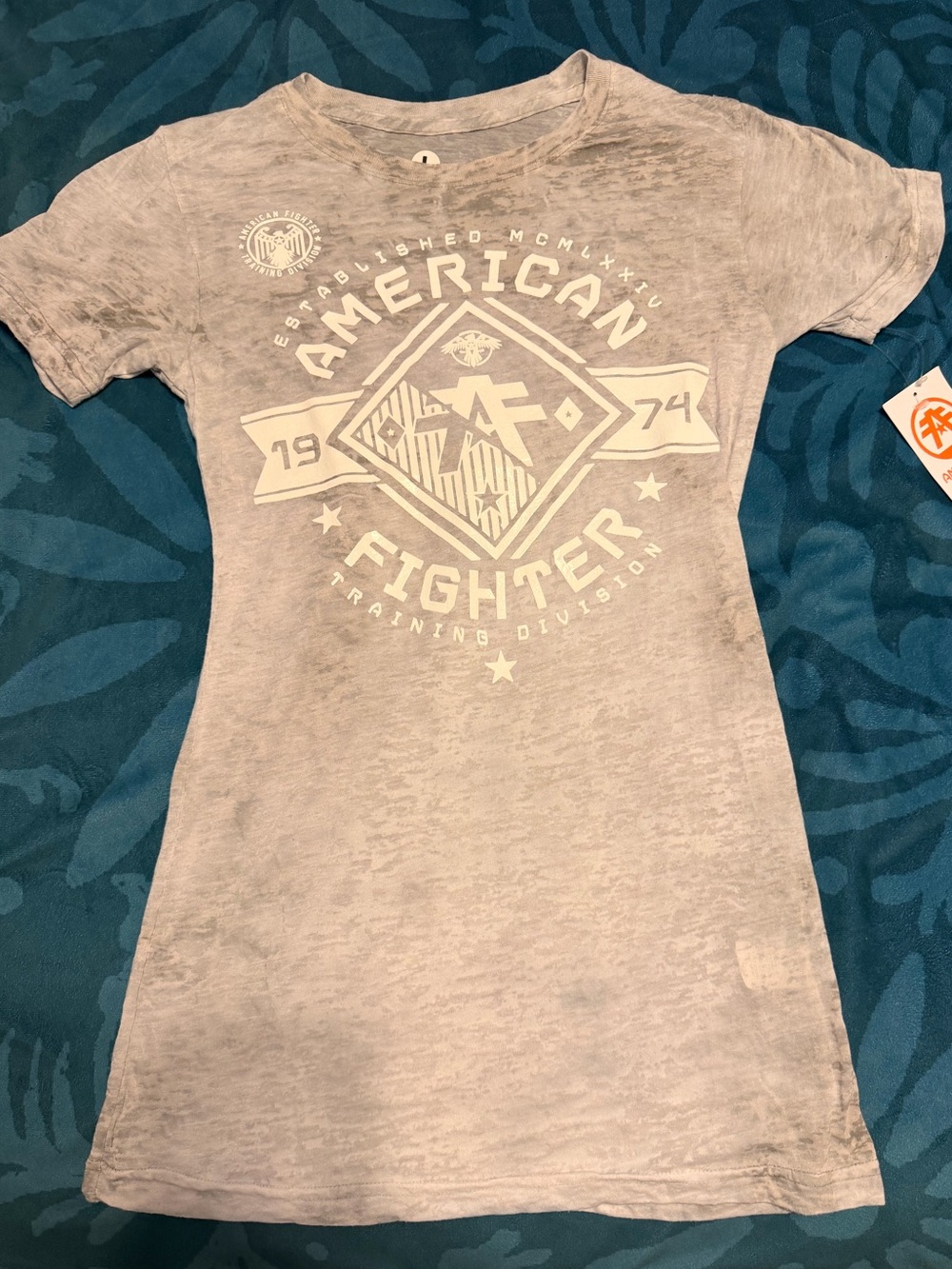 American Fighter Girls' Light Gray Graphic Tee with White Logo